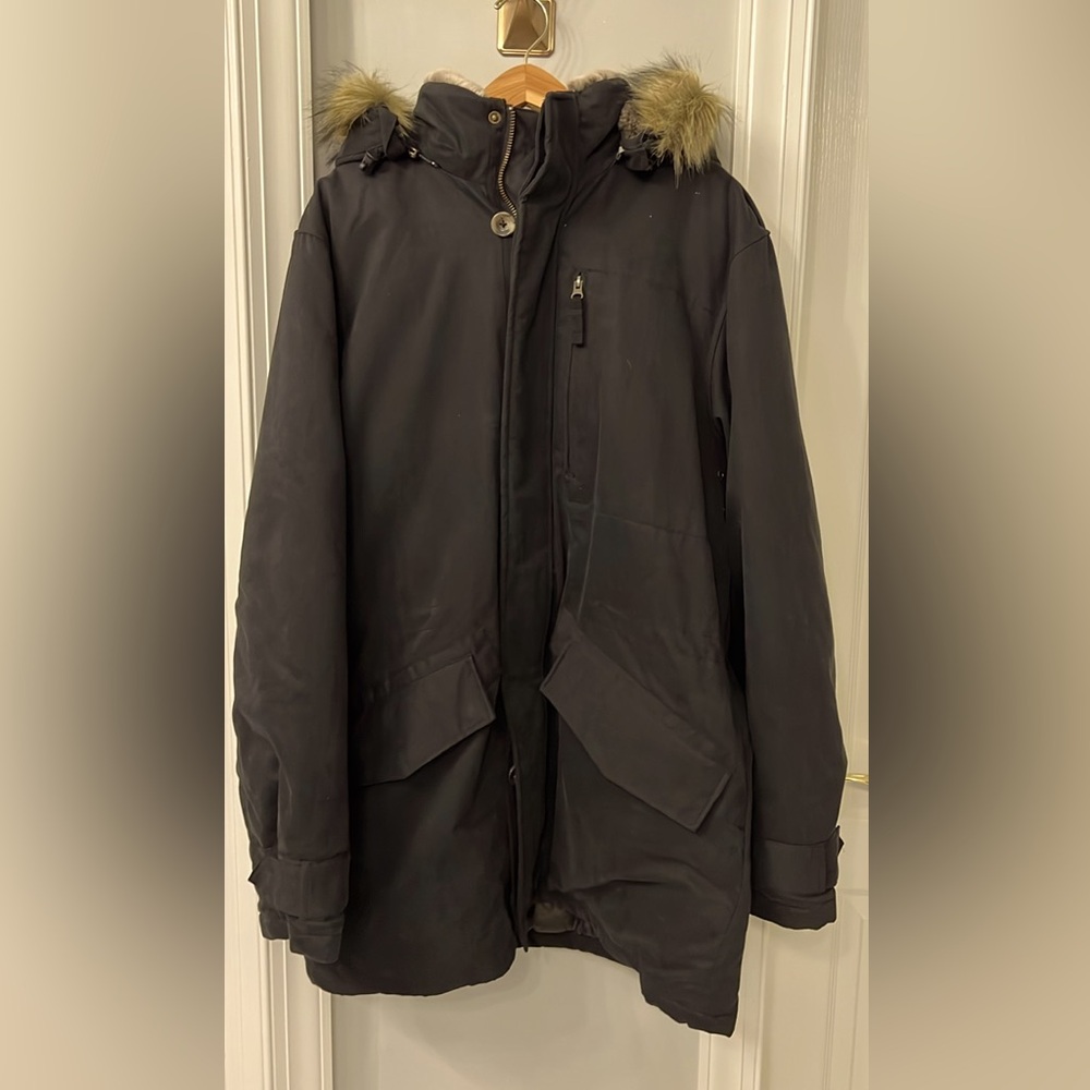 Eddie Bauer men’s goose down & water resistant parka w/detachable hoody. Sz L